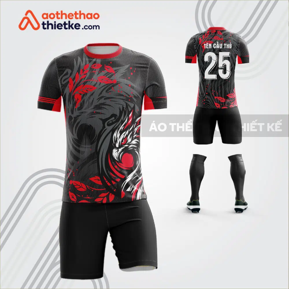 Mẫu áo bóng đá thiết kế linh vật phượng hoàng màu đỏ tự thiết kế V3635