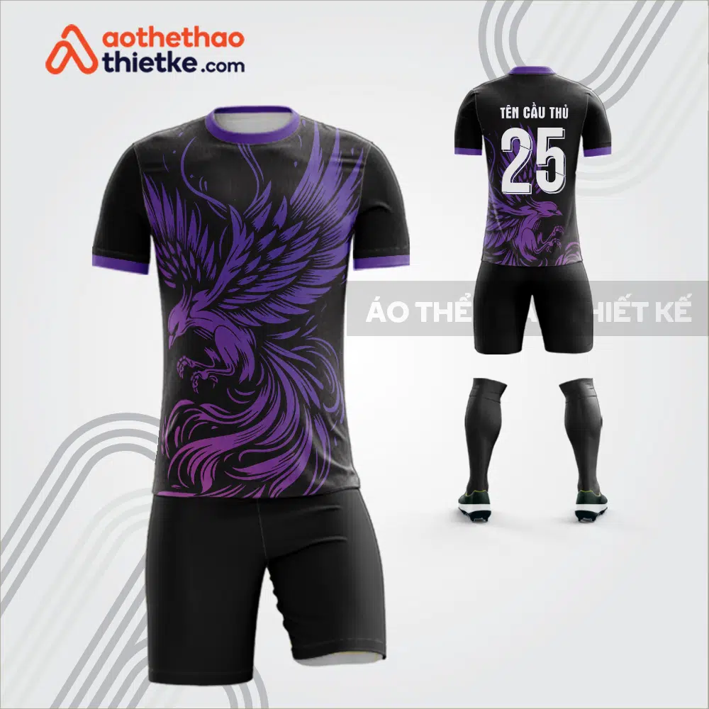 Mẫu áo bóng đá thiết kế linh vật phượng hoàng màu tím tự thiết kế V3628
