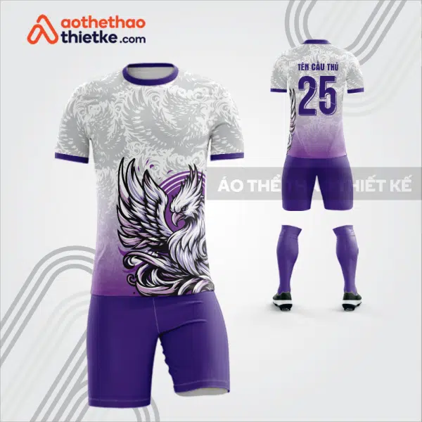 Mẫu áo bóng đá thiết kế linh vật phượng hoàng màu tím tự thiết kế V3637