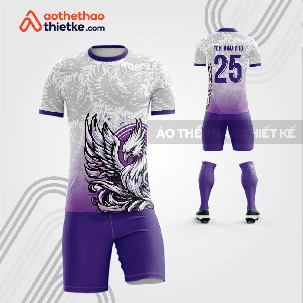 Mẫu áo bóng đá thiết kế linh vật phượng hoàng màu tím tự thiết kế V3637
