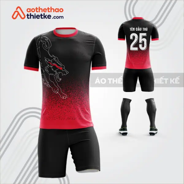 Mẫu áo bóng đá thiết kế linh vật sói màu đỏ tự thiết kế V3622