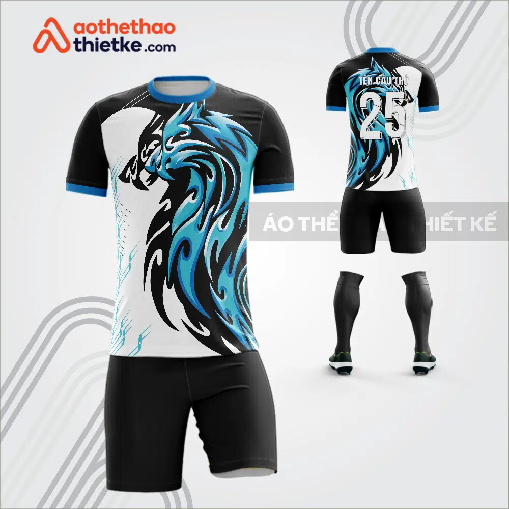 Mẫu áo bóng đá thiết kế linh vật sói màu xanh da trời tự thiết kế V3629