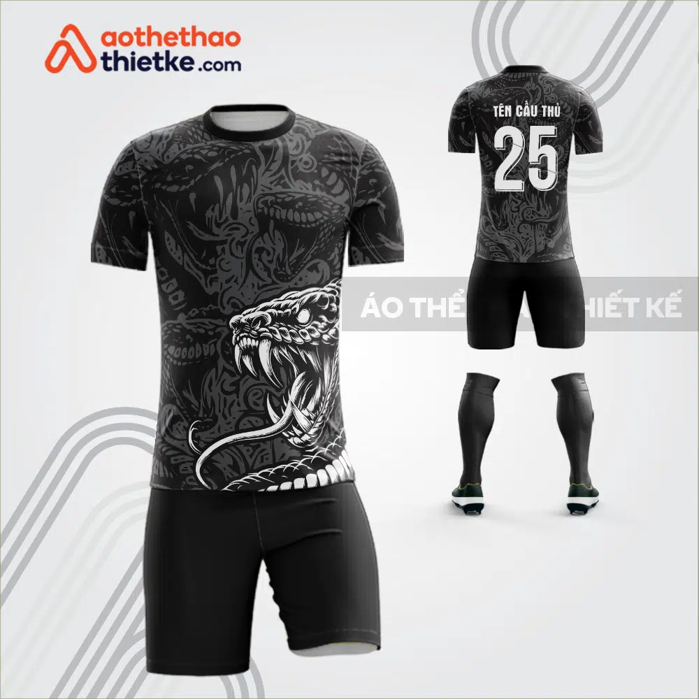 Mẫu áo bóng đá thiết kế linh vật xà vương màu đên tự thiết kế V3639