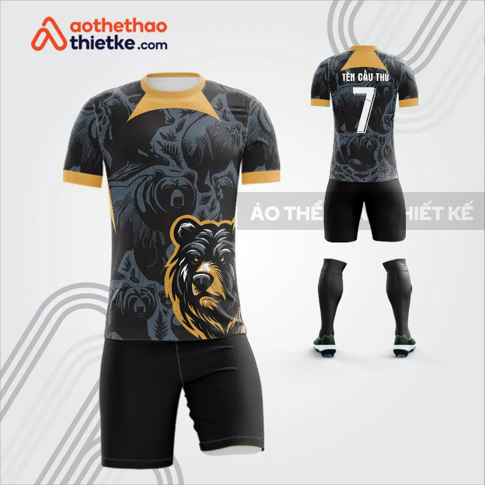 Mẫu áo bóng đá linh vật gấu đen thiết kế V3674