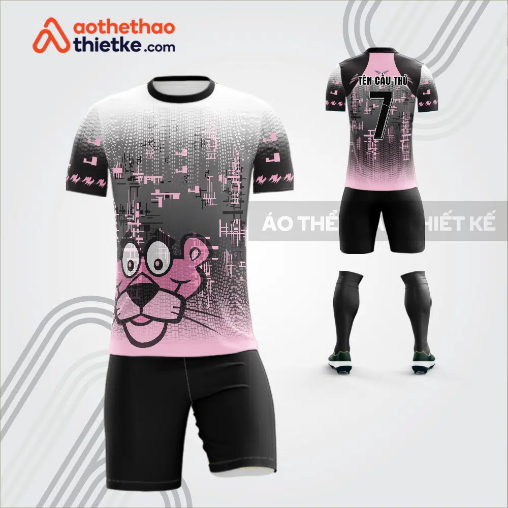 Mẫu áo bóng đá linh vật mèo hồng thiết kế V3673