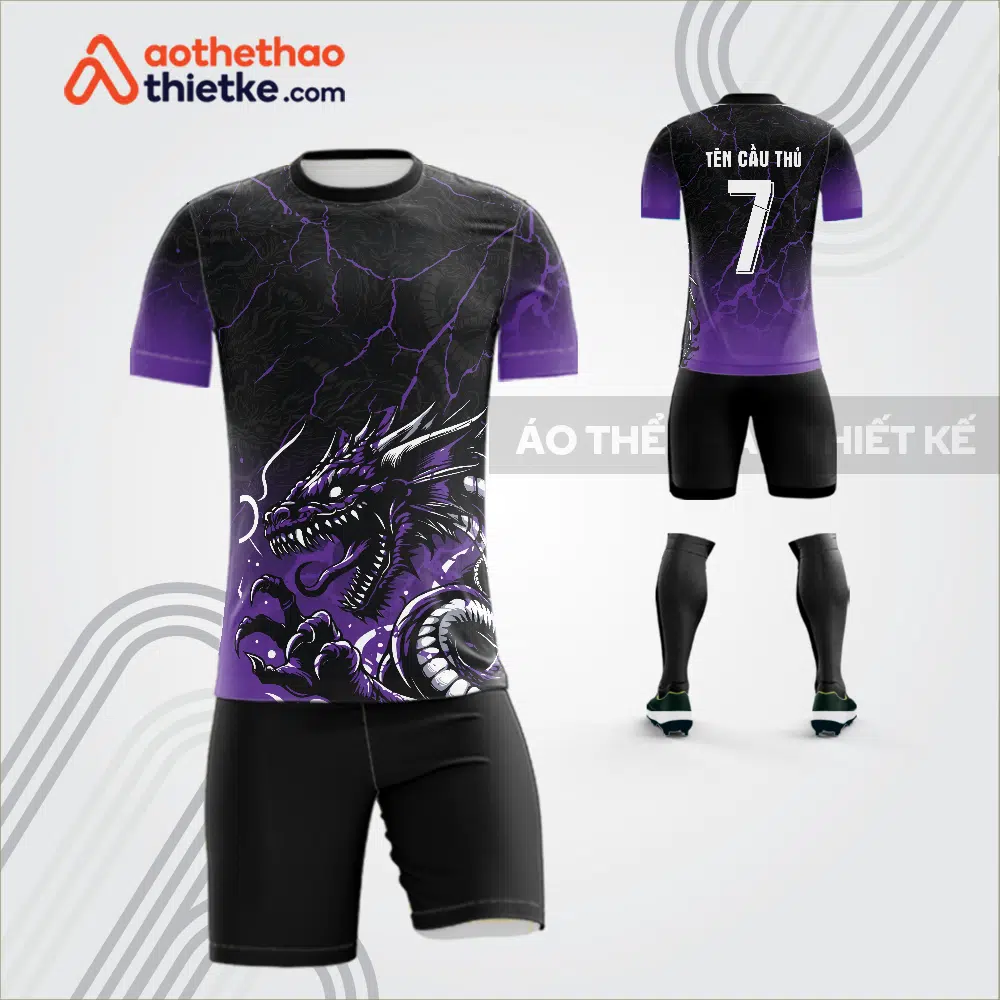 Mẫu áo bóng đá rồng phương tây màu tím tự thiết kế v3667