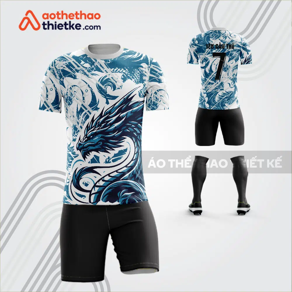 Mẫu áo bóng đá rồng phương tây xanh lơ tự thiết kế v3662