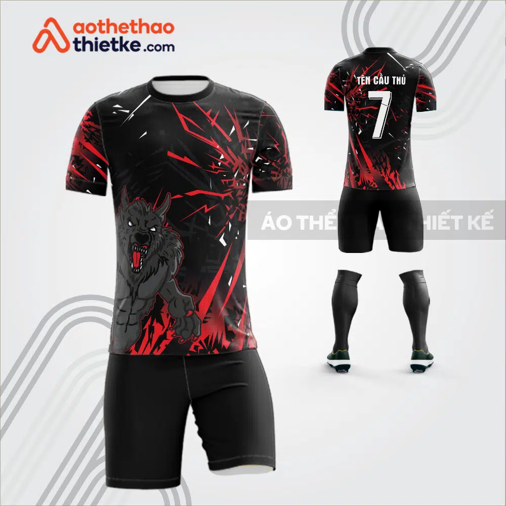 Mẫu áo bóng đá sói đen tự thiết kế v3666