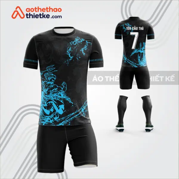 Mẫu áo bóng đá thần biển màu xanh da trời tự thiết kế v3668