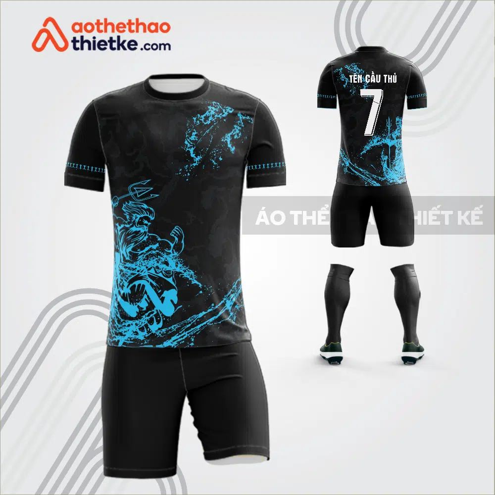 Mẫu áo bóng đá thần biển màu xanh da trời tự thiết kế v3668