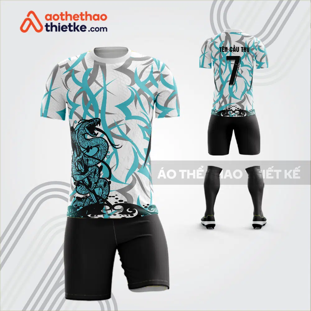 Mẫu áo bóng đá thiết kế linh rắn xanh lơ tự thiết kế v3660