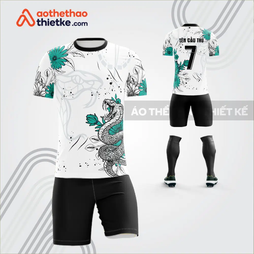 Mẫu áo bóng đá thiết kế linh rắng trắng tự thiết kế v3657