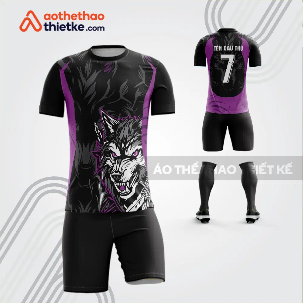 Mẫu áo bóng đá thiết kế linh vật soi tím tự thiết kế v3655