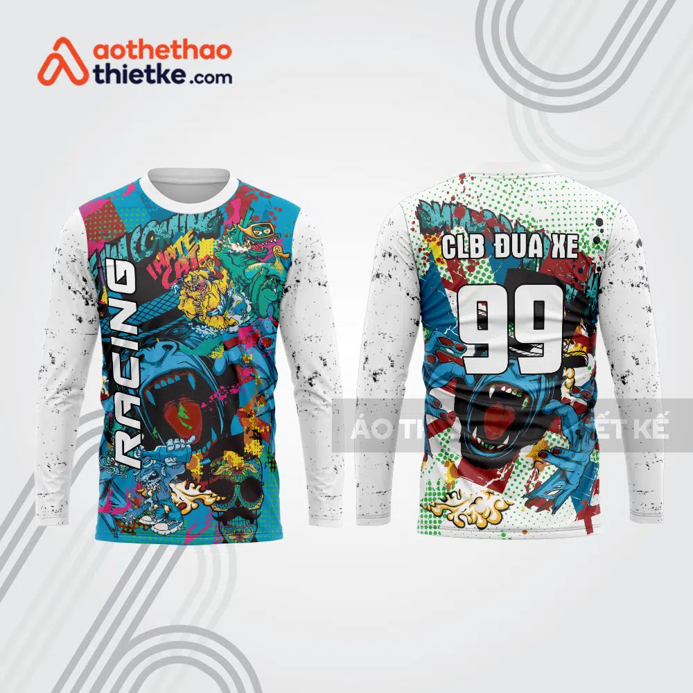 Mẫu thiết kế áo đồng phục dài tay đội đua xe mô tô & ô tô đẹp mtb194