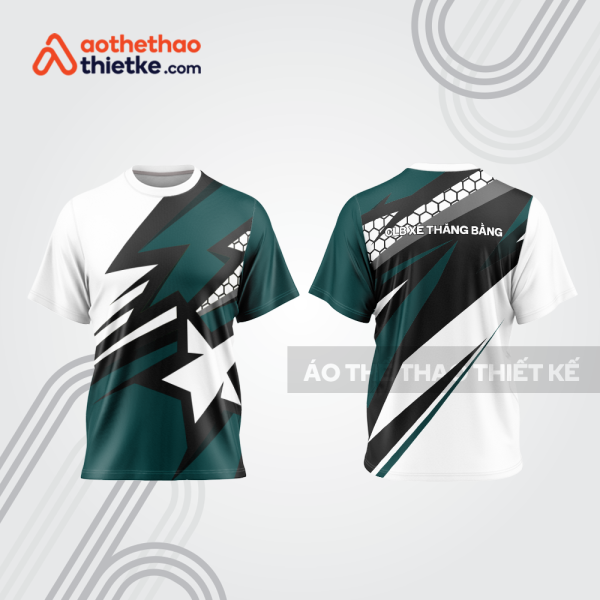 Mẫu thiết kế áo thể thao cổ tròn đua xe thăng bằng đẹp tba175