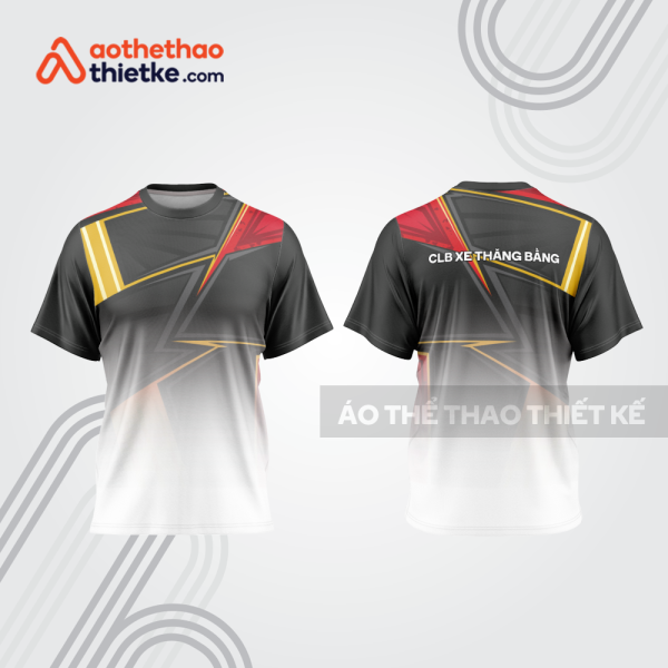 Mẫu thiết kế áo thể thao cổ tròn đua xe thăng bằng đẹp tba197