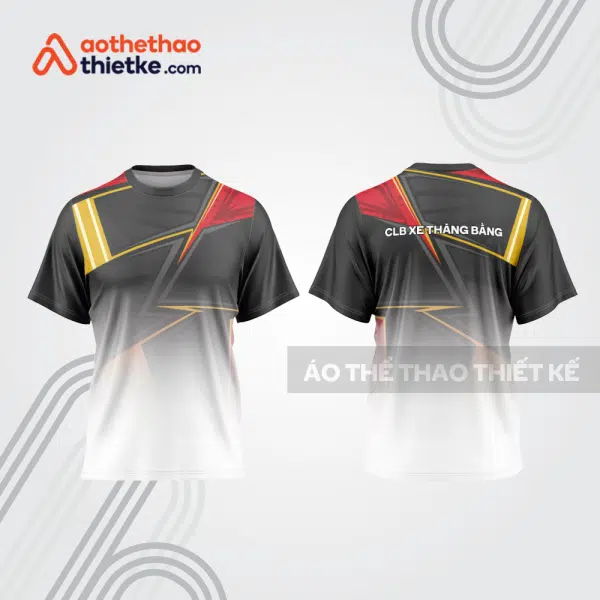 Mẫu thiết kế áo thể thao cổ tròn đua xe thăng bằng đẹp tba197