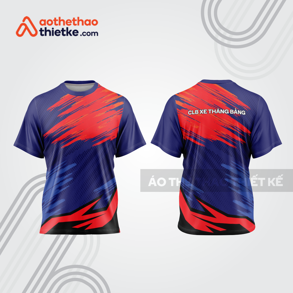 Mẫu thiết kế áo thể thao cổ tròn đua xe thăng bằng đẹp tba257