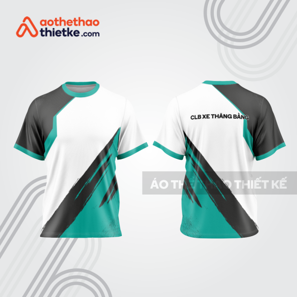 Mẫu thiết kế áo đồng phục cổ tròn đua xe thăng bằng đẹp tba296