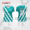 Mẫu quần áo bóng đá nữ xanh ngọc phối trắng bdc348