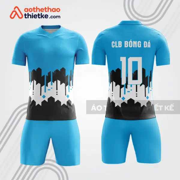 Bộ quần áo bóng đá xanh cyan BDE18 họa tiết skyline