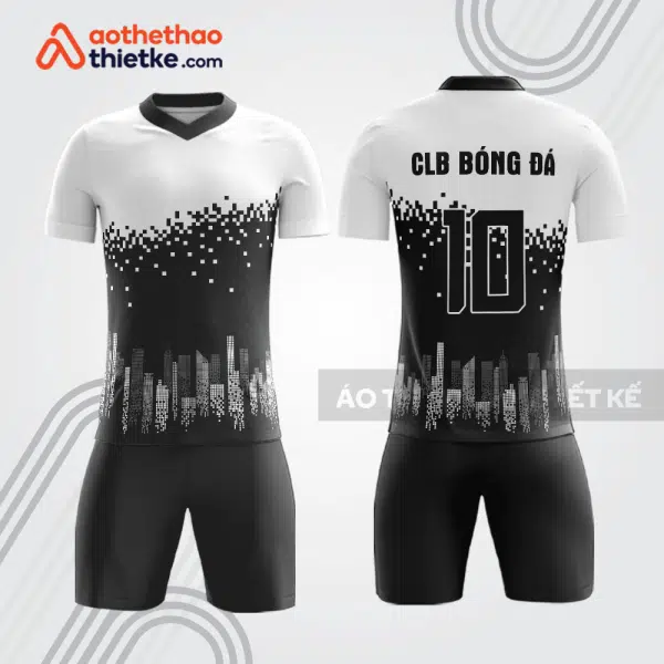 Bộ quần áo bóng đá trắng đen BDE19 họa tiết skyline đô thị