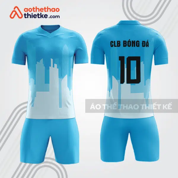 Bộ quần áo bóng đá xanh cyan họa tiết skyline BDE41