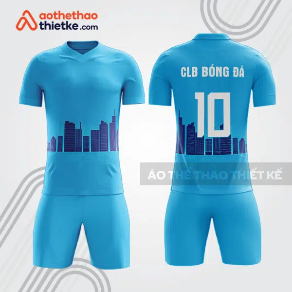 Mẫu quần áo bóng đá doanh nghiệp nhà đất BDE42 màu xanh cyan
