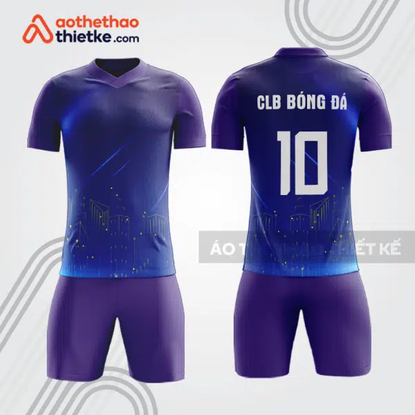 Bộ quần áo bóng đá doanh nghiệp nhà đất bde47 màu tím xanh