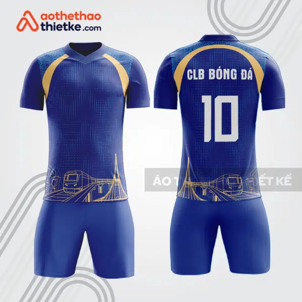 Bộ quần áo bóng đá doanh nghiệp xây dựng BDE54 màu xanh dương phối vàng