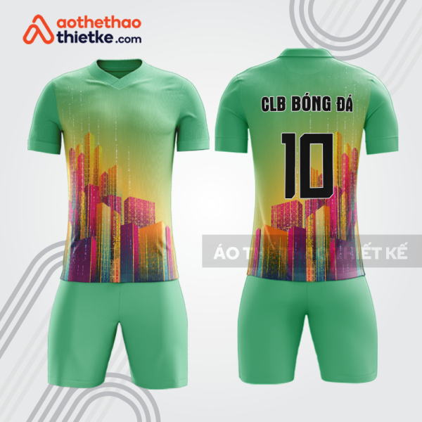 Bộ quần áo bóng đá xanh mint họa tiết skyline BDE55