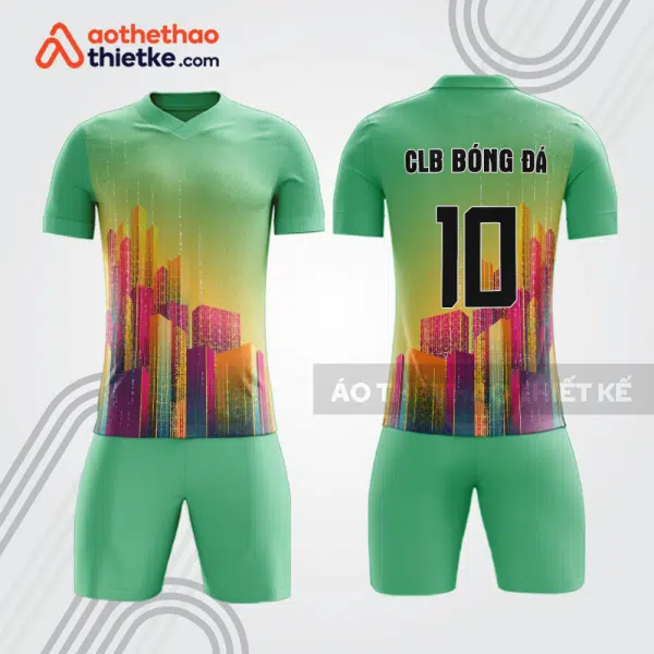 Bộ quần áo bóng đá xanh mint họa tiết skyline BDE55