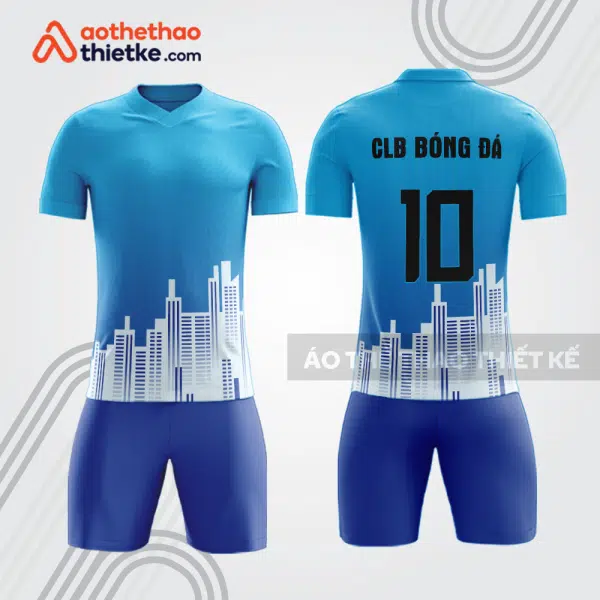 Bộ quần áo bóng đá xanh dương họa tiết skyline trắng BDE56