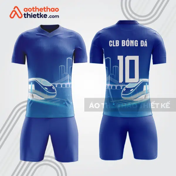 Bộ quần áo bóng đá doanh nghiệp BDE61 màu xanh họa tiết đô thị