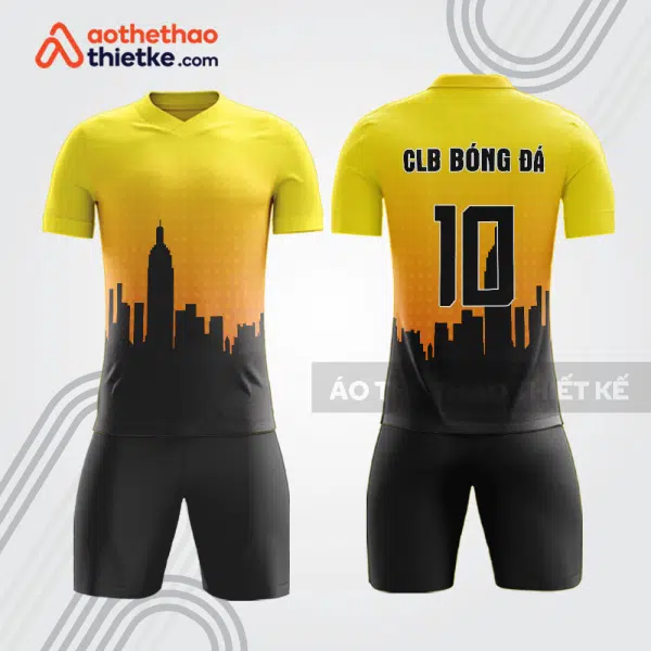 Bộ quần áo bóng đá vàng đen họa tiết skyline bde68
