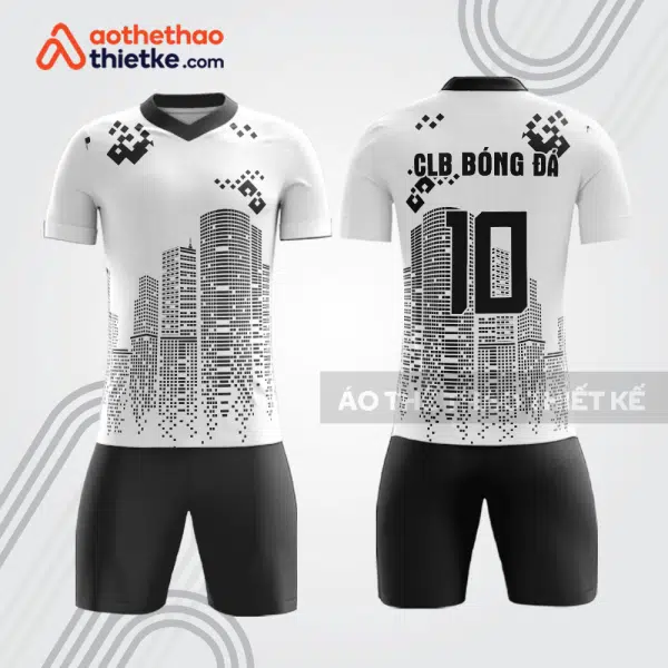 Bộ quần áo bóng đá doanh nghiệp bất động sản BDE7 trắng đen
