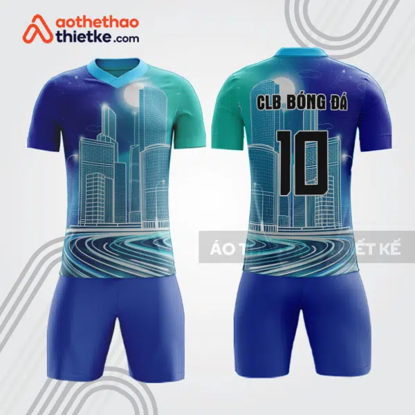 Bộ quần áo bóng đá cư dân tòa nhà xanh teal navy BDE77