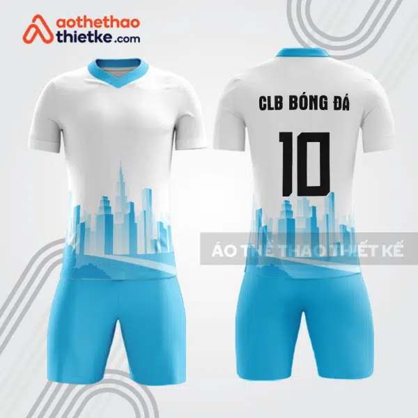 Bộ quần áo bóng đá doanh nghiệp địa ốc trắng xanh bde88