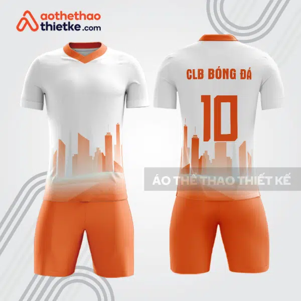 Bộ quần áo bóng đá doanh nghiệp địa ốc BDE89 trắng cam
