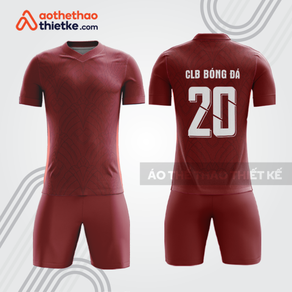 Bộ thể thao bóng đá đỏ đô bdb1014 mặt trước và sau