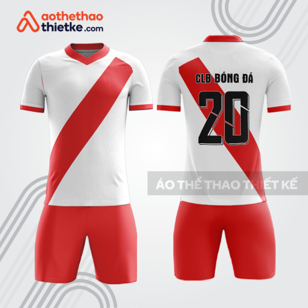 Bộ thể thao bóng đá trắng đỏ bdb1021 gồm áo và quần