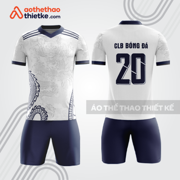 Bộ bóng đá trắng navy họa tiết rồng bdb1083