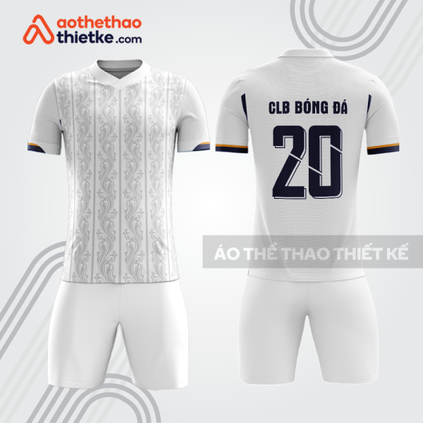 Bộ thể thao bóng đá bdb1089 màu trắng họa tiết xám