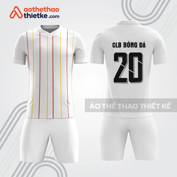Bộ đồ bóng đá trắng sọc đỏ vàng bdb1123