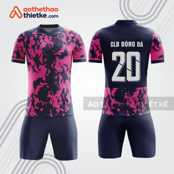 Bộ đồ bóng đá bdb1130 màu xanh navy họa tiết hồng