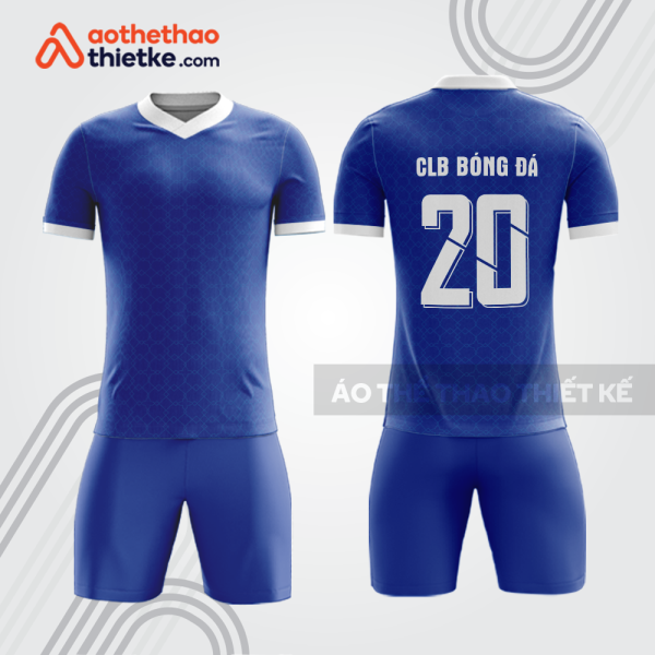 Bộ đồ bóng đá màu xanh dương cổ V trắng bdb1153