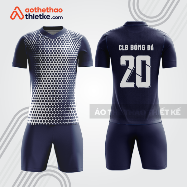 Bộ đồ bóng đá xanh navy trắng bdb1169 họa tiết chấm