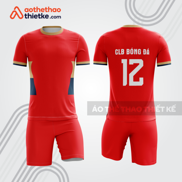 Bộ đồ bóng đá màu đỏ bdb1198 phối viền vàng xanh navy