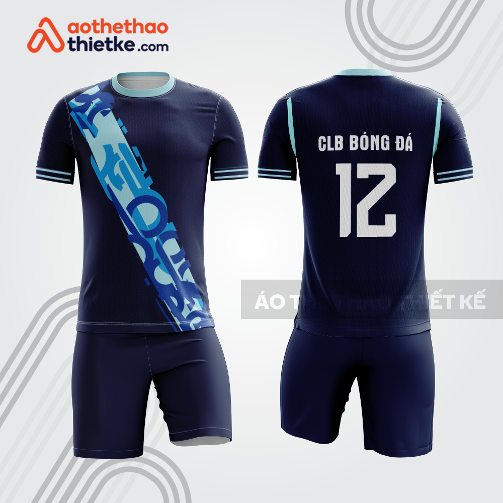 Bộ đồ bóng đá bdb1199 xanh navy phối họa tiết cyan