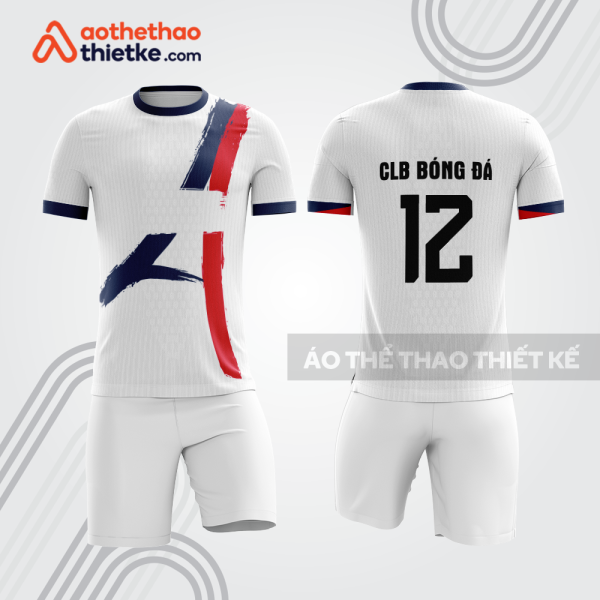 Bộ đồ bóng đá trắng navy đỏ BDB1203